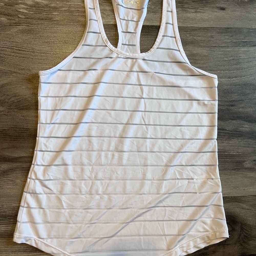 ZYIA White Striped Tank Top